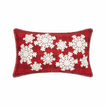 PUESTA EN ESCENA Snowflakes Plaid Applique Embroidered Pillow PU3119093